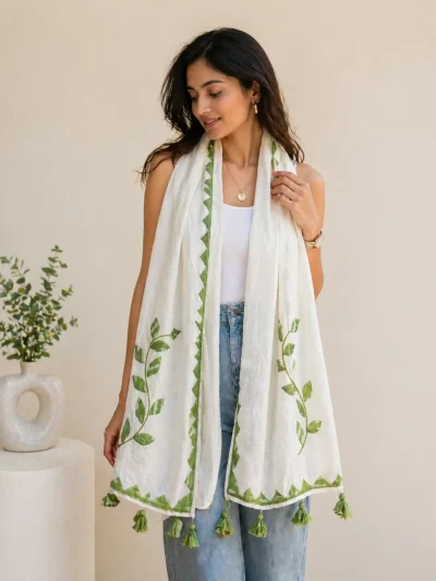 cotton applique stole