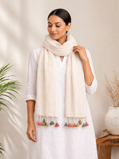 off white khadi stole