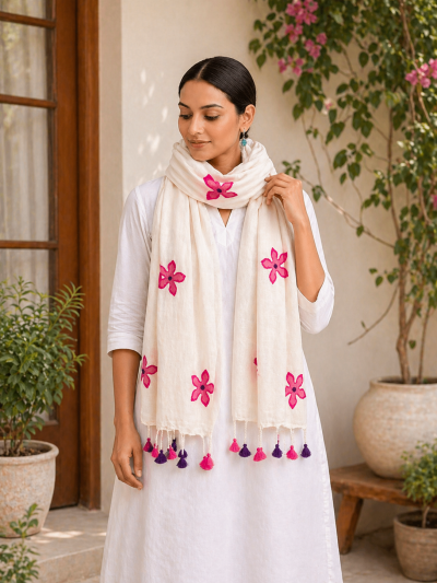 pink applique stole