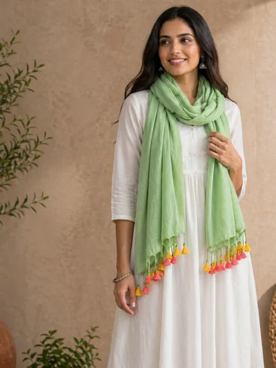 green khadi stole