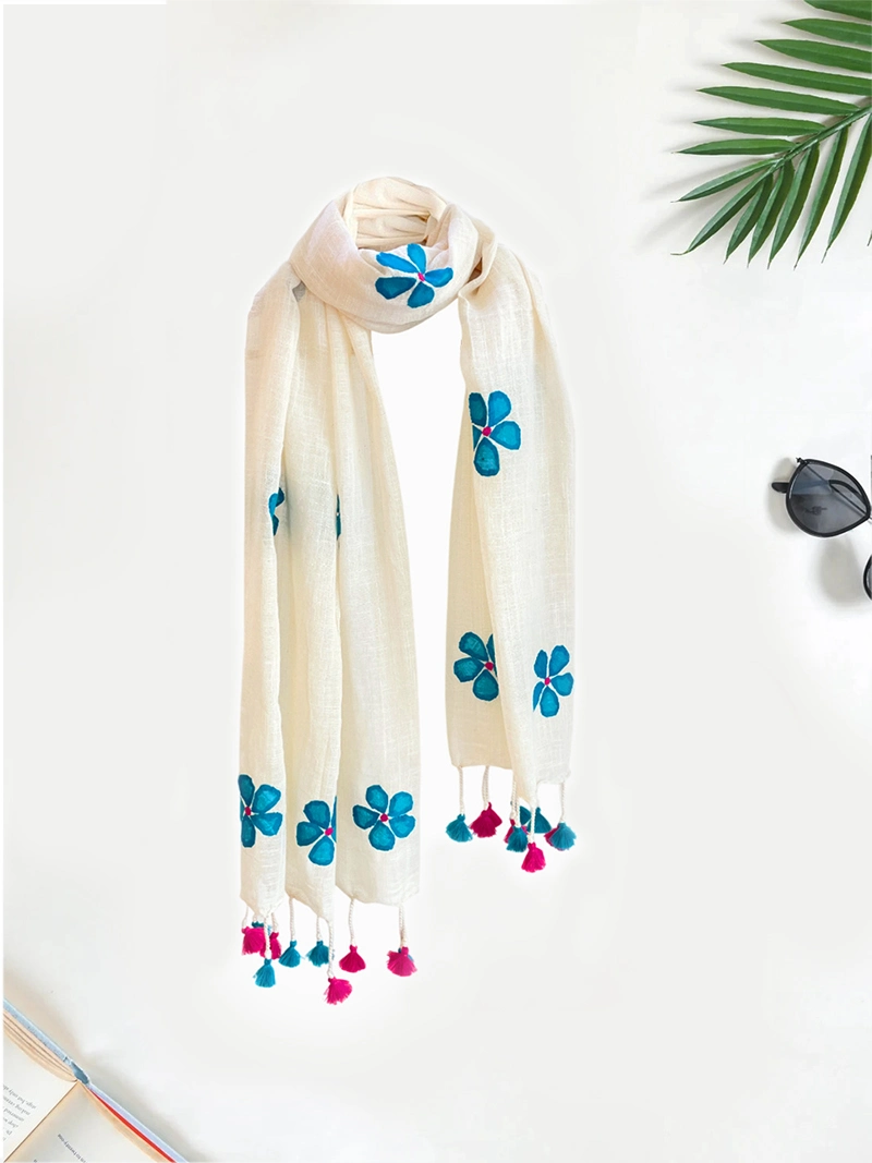 Azure Blossom Handcrafted Stole - Image 3