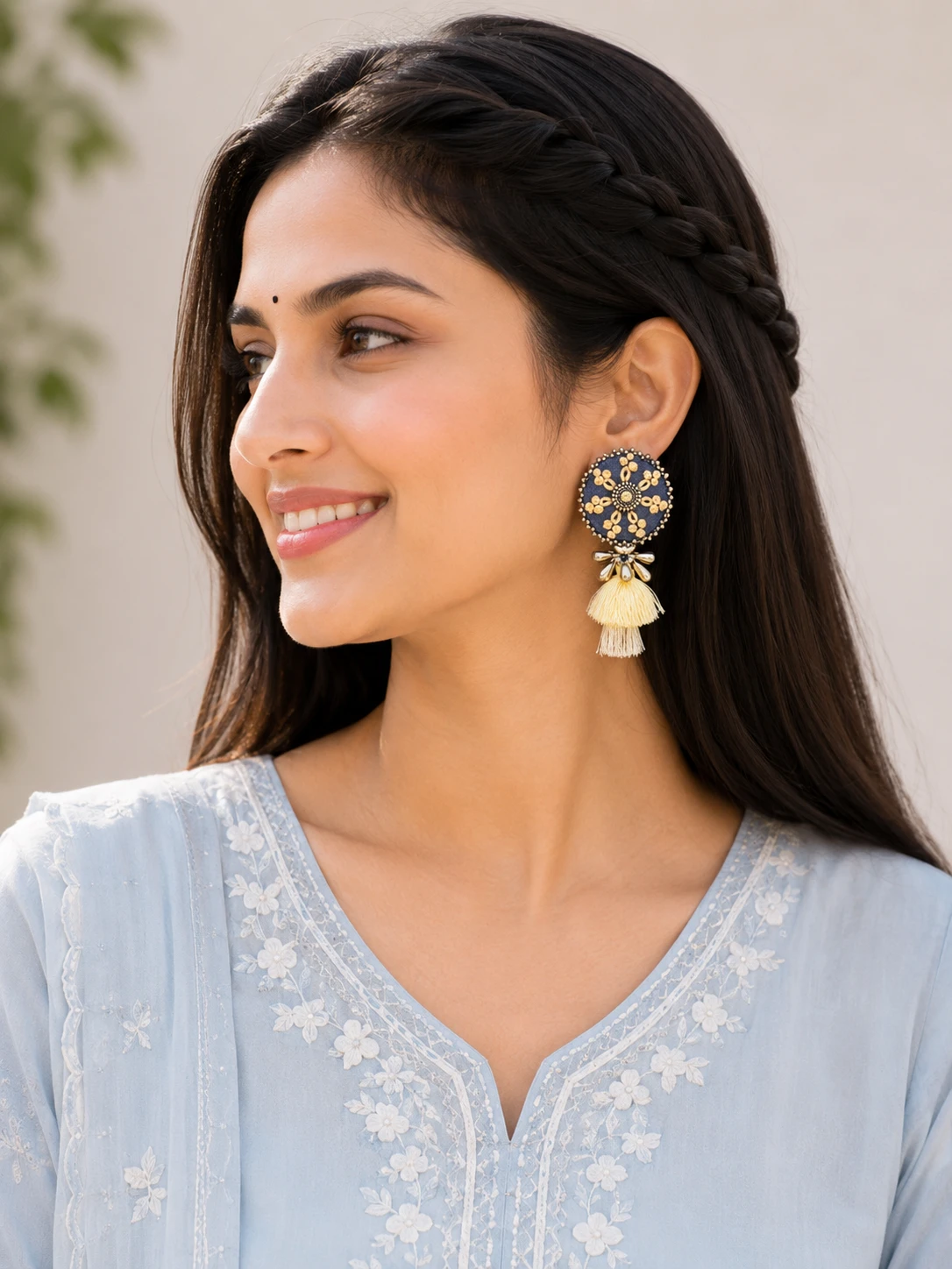Gulnaar Hand-Embroidered Earrings - Image 4