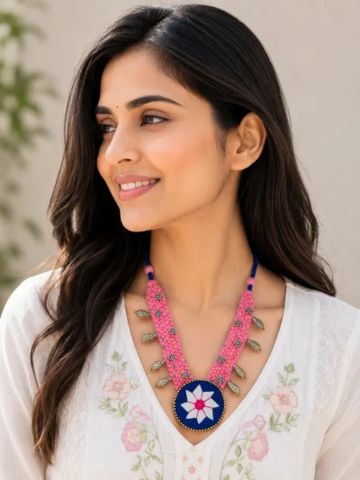 handmade thread breading necklace