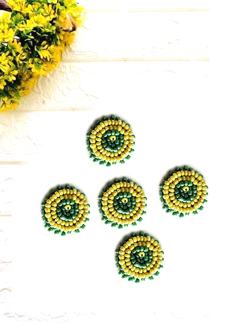 Yellow Beadwork Buttons