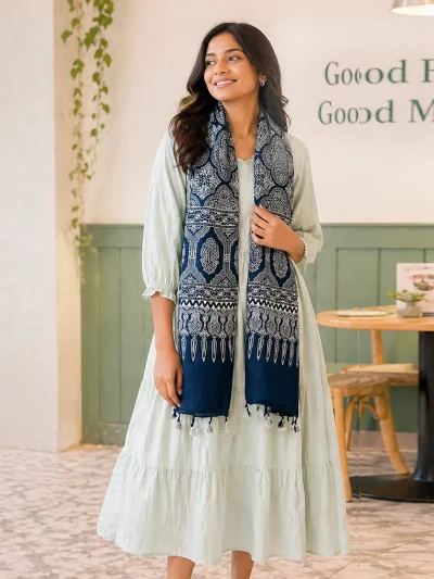 Royal Indigo Block Print Stole