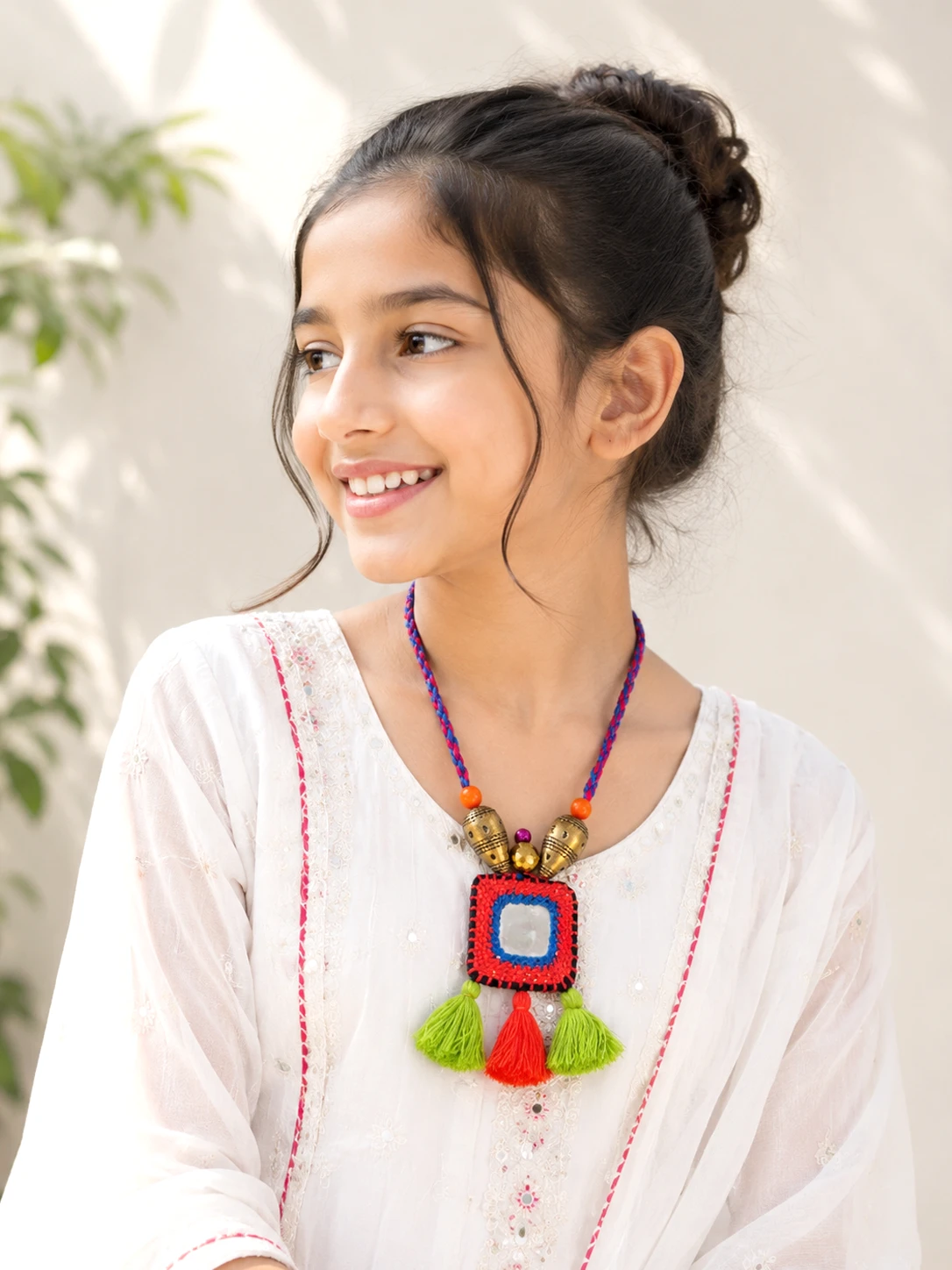 Reversible Mirror Work Necklace - Image 2