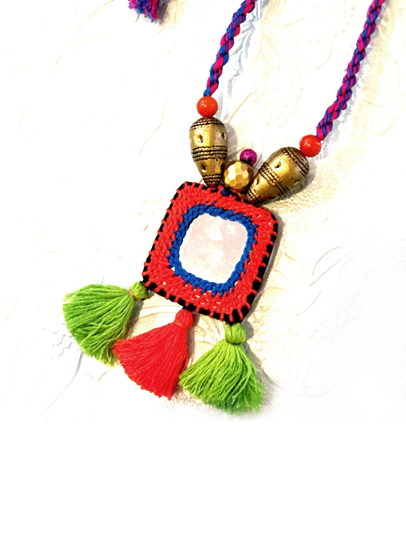 Reversible Mirror Work Necklace - Image 4
