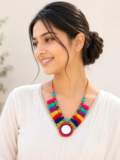 multicolor tassel necklace for women