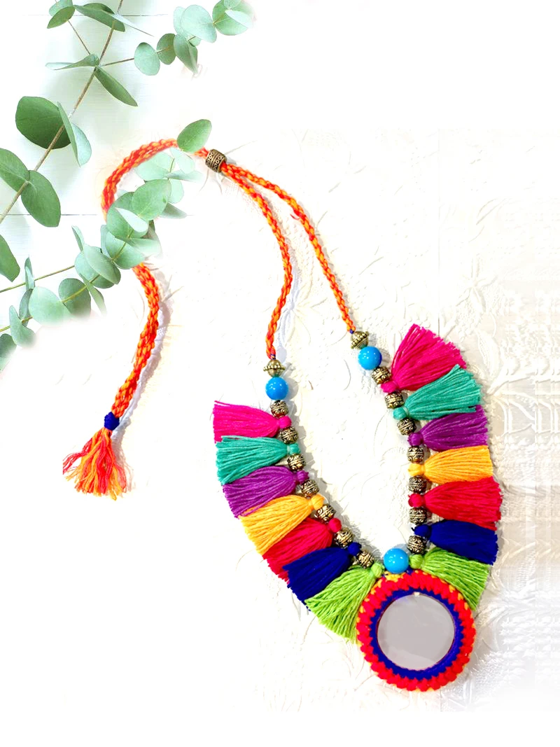 multicolor tassel necklace
