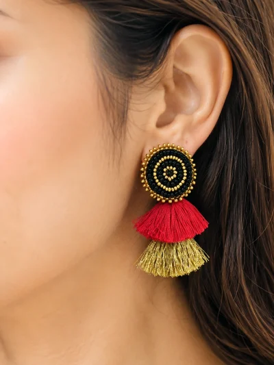 handmade beaded tassel earrings