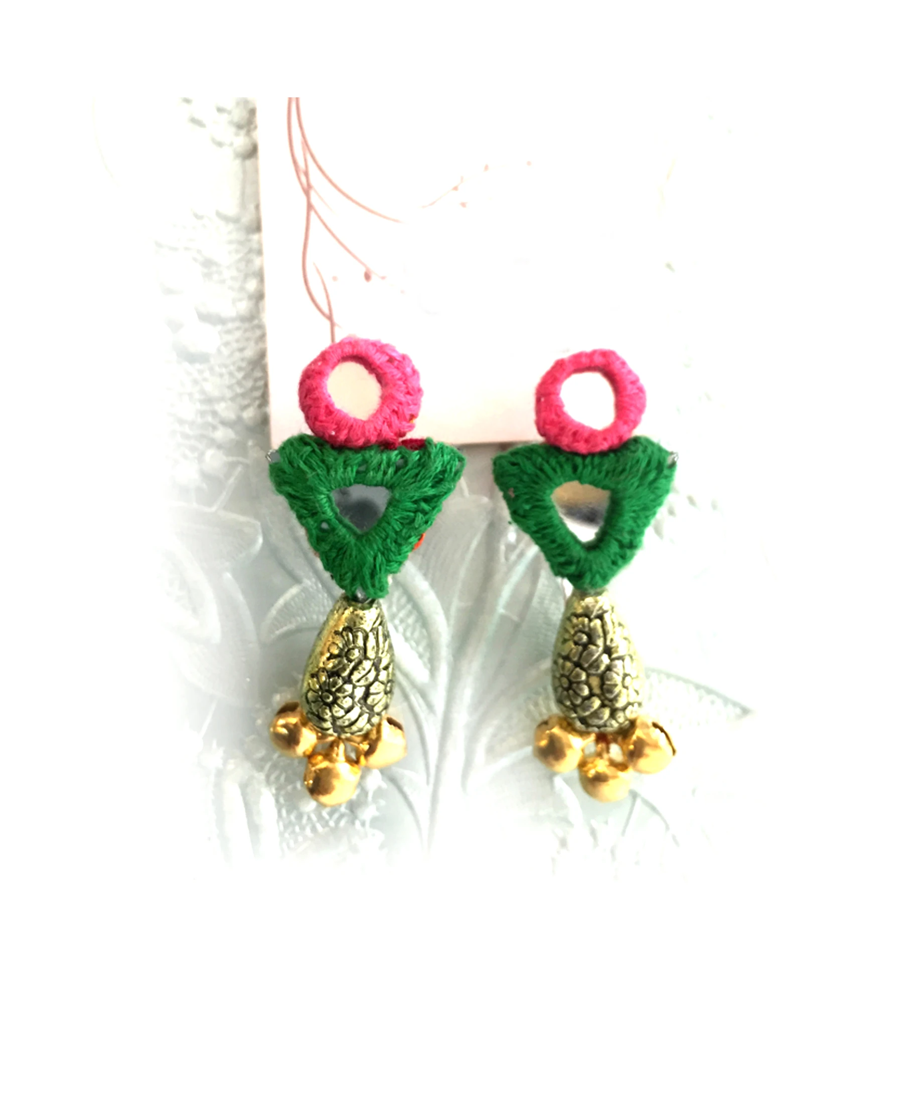 Phool Patti Mirror Drops Earrings - Image 2