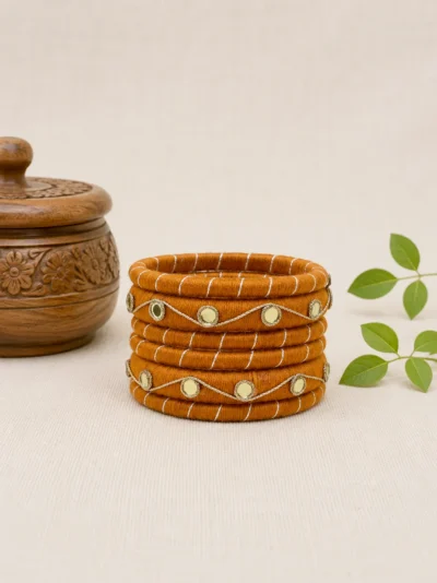 thread work navratri rust bangles