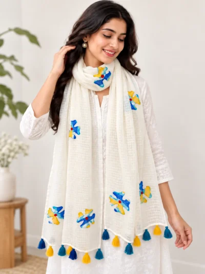 applique work kota dupatta stole